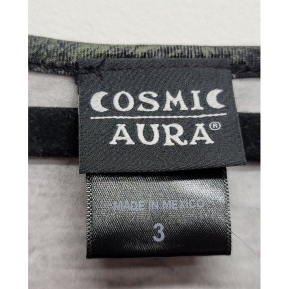 NEW Hot Topic 3 Cosmic Aura Black & Green Skull Crow Bell Sleeve Dress 3X 22 24 - Picture 7 of 9